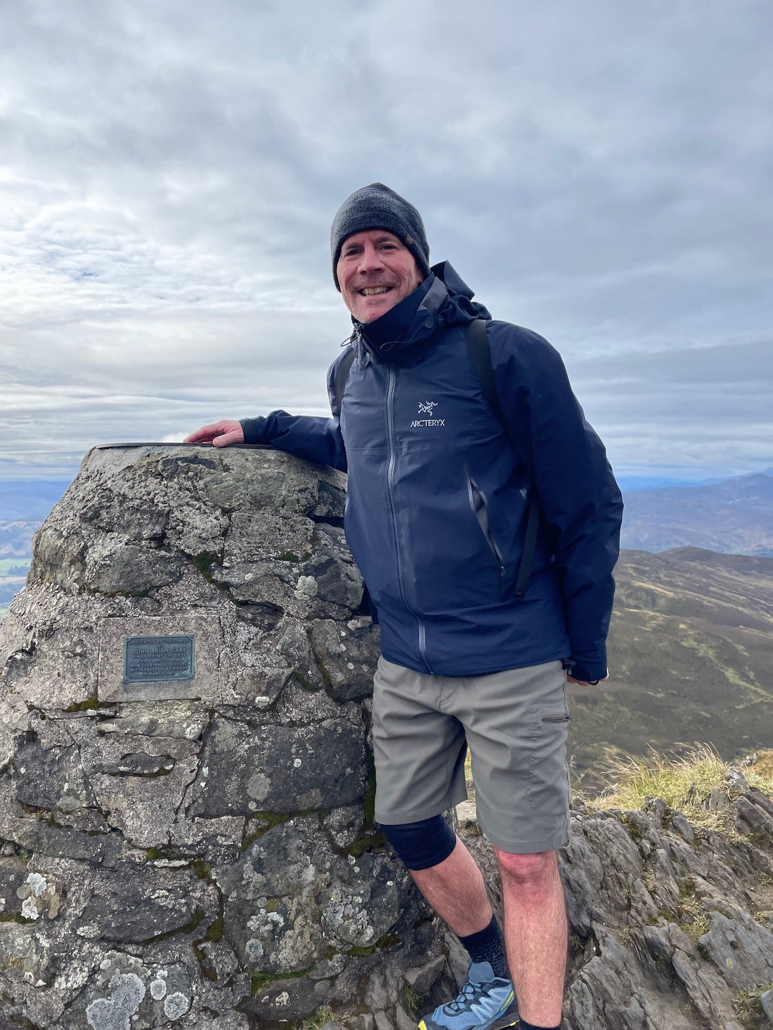 Dan Cannon at the summit of Ben Vrackie in the Scottish Highlands